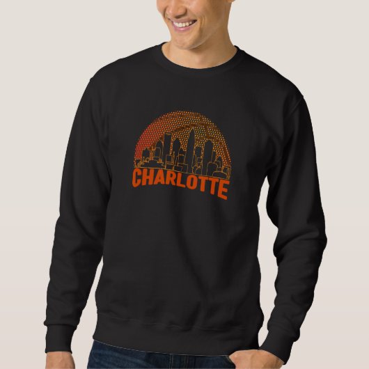 Sweatshirt Charlotte Basketball Skyline Cityscape Retro Vinta (Devant)