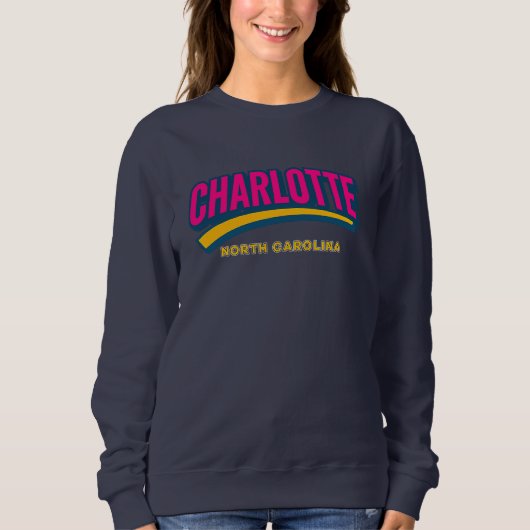 Sweatshirt Charlotte North Carolina Bold City Design - Retro (Devant)