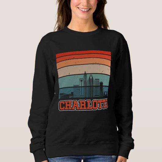 Sweatshirt Charlotte USA Retro Vintage Sunset Skyline Charlot (Devant)