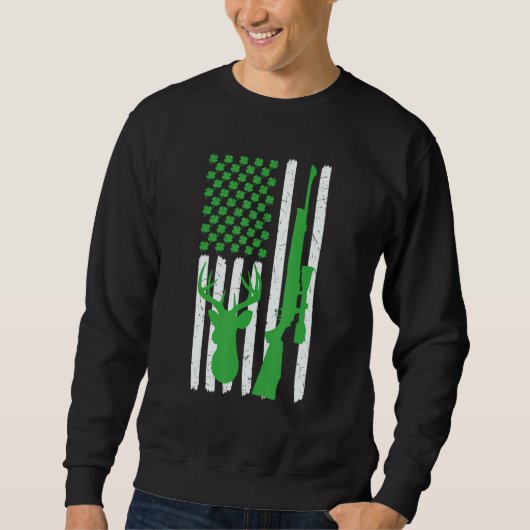 Sweatshirt Chasse au cerf avec Jour de la Saint Patrick d'arm (Devant)
