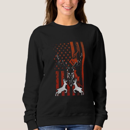 Sweatshirt Chasse aux cerfs Patriotique Us Chasse aux wapitis (Devant)