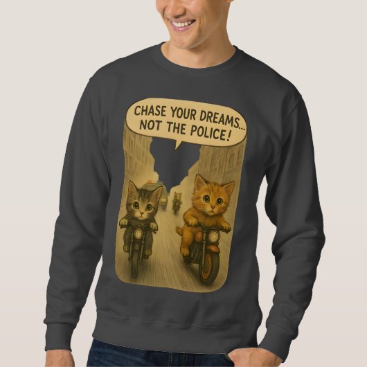 Sweatshirt Chasse aux chats à moto (Devant)