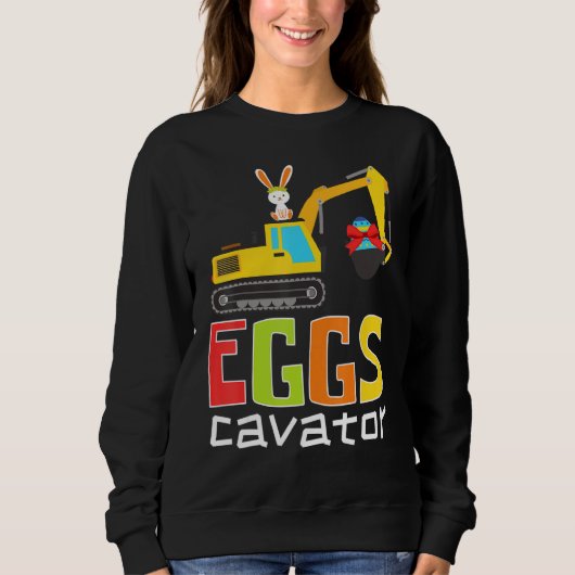 Sweatshirt Chasse aux oeufs de Pâques Eggscavator mignonne Ai (Devant)