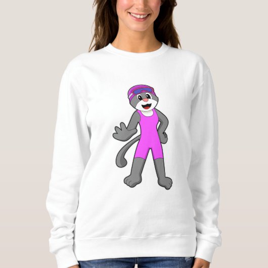 Sweatshirt Chat à la natation avec maillot de bain (Devant)