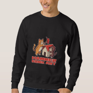 Sweatshirt Chat à Marteau Bonk Mème Drôle Rétro Art Mignon