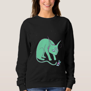 Sweatshirt Chat Alien Avec Poisson