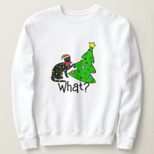 Sweatshirt Chat amusant Arbre de Noël Vacances Femme à capuch