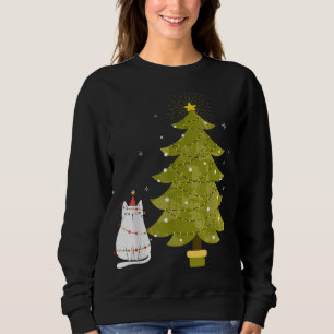 Sweatshirt Chat amusant Noël Arbre Chat Père Noël Noël