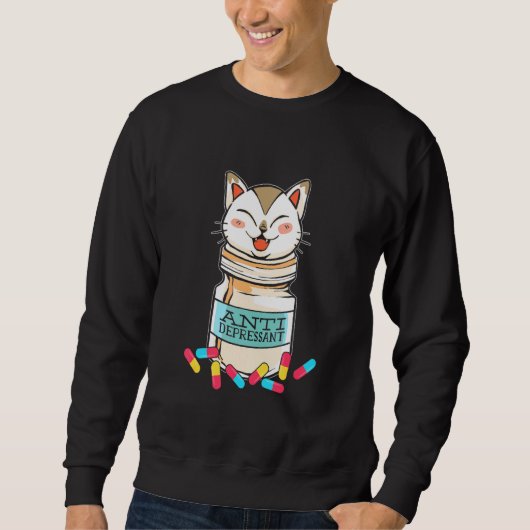 Sweatshirt Chat antidépresseur (Devant)
