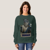 Sweatshirt Chat Archimède Bleu Russe (Devant entier)