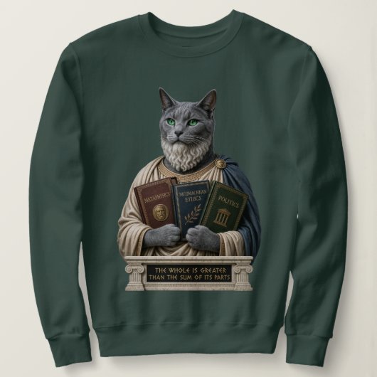Sweatshirt Chat Aristote Bleu Russe (Design devant)