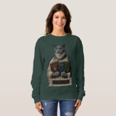 Sweatshirt Chat Aristote Bleu Russe (Devant entier)