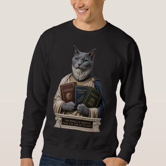 Sweatshirt Chat Aristote Bleu Russe (Devant)