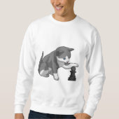 Sweatshirt Chat aux échecs avec pièce d'échecs Évêque (Devant)