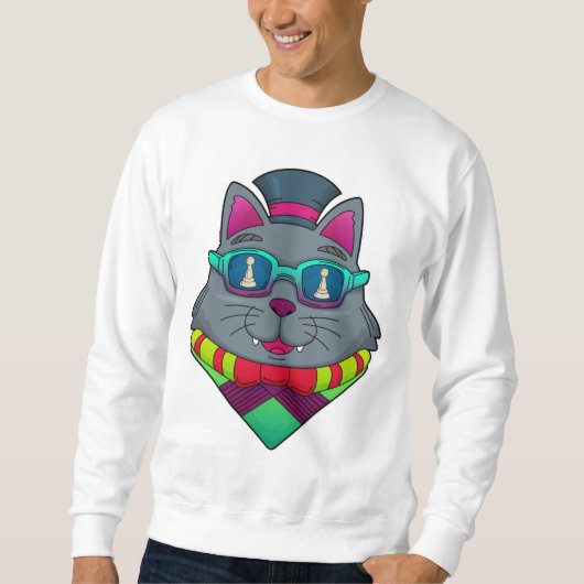 Sweatshirt Chat aux échecs avec pièce d'échecs Pawn (Devant)
