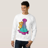 Sweatshirt Chat aux échecs avec pièce d'échecs Roche (Devant entier)