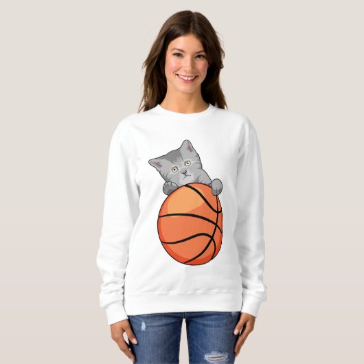 Sweatshirt Chat avec basket (Devant entier)