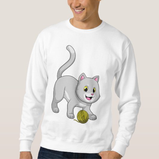 Sweatshirt Chat avec bille de laine (Devant)