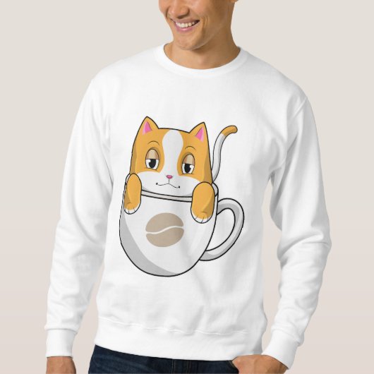 Sweatshirt Chat avec café Coupe (Devant)
