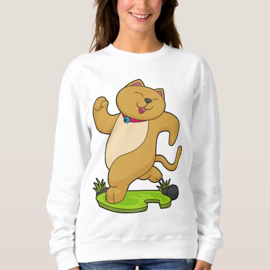 Sweatshirt Chat avec collier à la course (Devant)