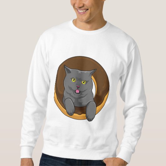 Sweatshirt Chat avec Donut (Devant)