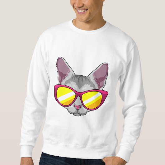 Sweatshirt Chat avec lunettes de soleil (Devant)
