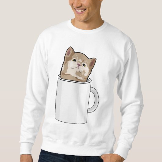 Sweatshirt Chat avec tasse de café (Devant)