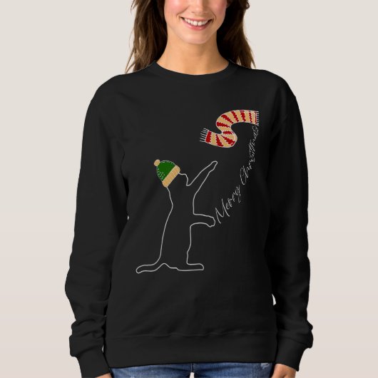 Sweatshirt Chat Ballon Écharpe Noël Pyjama Mignon Chat Chaton (Devant)