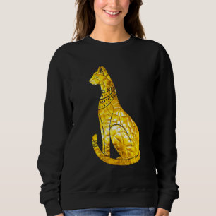 Sweatshirt Chat Bastet Égyptien Polygon Or Hiéroglyphe Arche