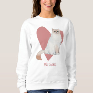 Sweatshirt Chat Birman Aquarelle Kitty Coeur rose