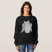 Sweatshirt Chat Blanc avec Ailes d'Ange Kitten Artwork pour F (Devant entier)