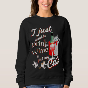 Sweatshirt Chat Boire Vin Animaux domestiques Mon chat