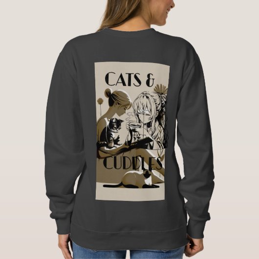 Sweatshirt Chat&bouddles lecture livres, design chatonT-shirt (Dos)