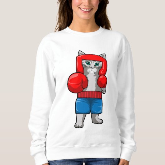 Sweatshirt Chat Boxe avec gants de boxe (Devant)