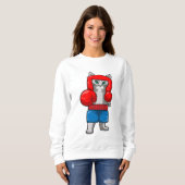 Sweatshirt Chat Boxe avec gants de boxe (Devant entier)