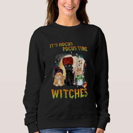Sweatshirt Chat C'est l'heure de Hocus Pocus Sorcières Design (Devant)