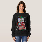 Sweatshirt Chat chaton grumpy de Noël elfe (Devant entier)