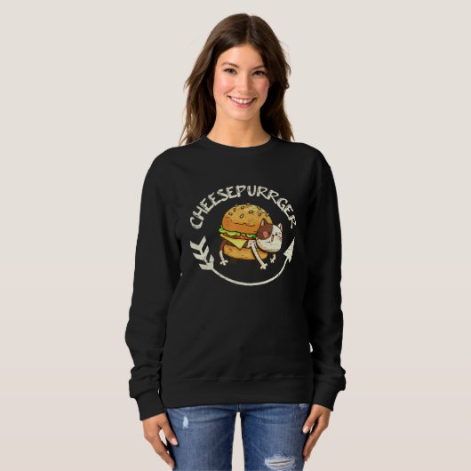 Sweatshirt Chat Cheeseburger Pour Une Restauration Rapide Et  (Devant entier)