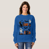 Sweatshirt Chat Citrouille Bat Spider Halloween Livre bougie (Devant entier)