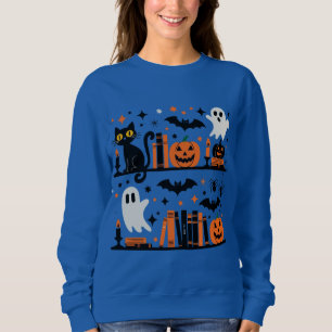 Sweatshirt Chat Citrouille Bat Spider Halloween Livre bougie