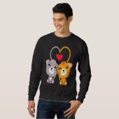 Sweatshirt Chat Coeur Valentines Jour Cute Kitten Kitty V Jou (Devant entier)