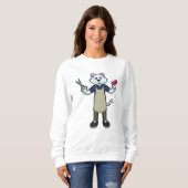 Sweatshirt Chat coiffeur avec ciseaux et sèche-cheveux (Devant entier)