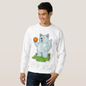 Sweatshirt Chat comme joueur de basket-ball avec basket-ball (Devant entier)