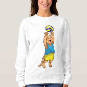 Sweatshirt Chat comme joueur de volley-ball avec volleyball