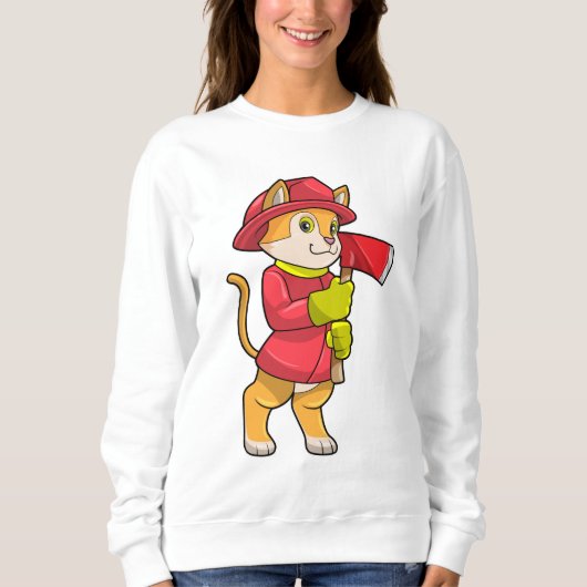 Sweatshirt Chat comme pompier avec Ax (Devant)