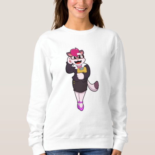 Sweatshirt Chat comme secrétaire avec Bloc-notes (Devant)
