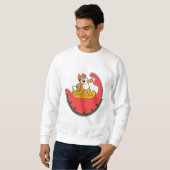 Sweatshirt Chat comme surfer avec Watermelon (Devant entier)