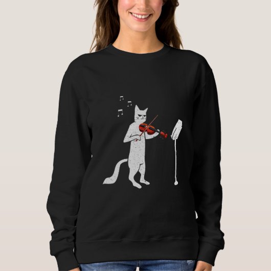 Sweatshirt Chat cool Jouer du violon (Devant)