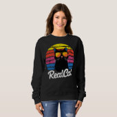 Sweatshirt Chat cool Retro Sunset Lunettes de soleil Chat noi (Devant entier)