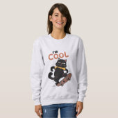 Sweatshirt Chat Cool Skateboard – Illustration de Chat Noir D (Devant entier)